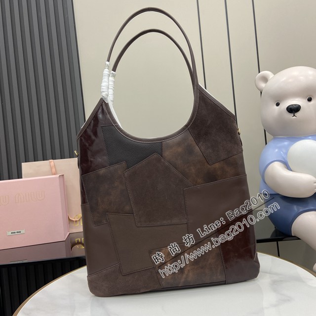 MIU MIU專櫃繆繆最新款hobo托特拼貼腋下包 jh2741型號：5BG231
